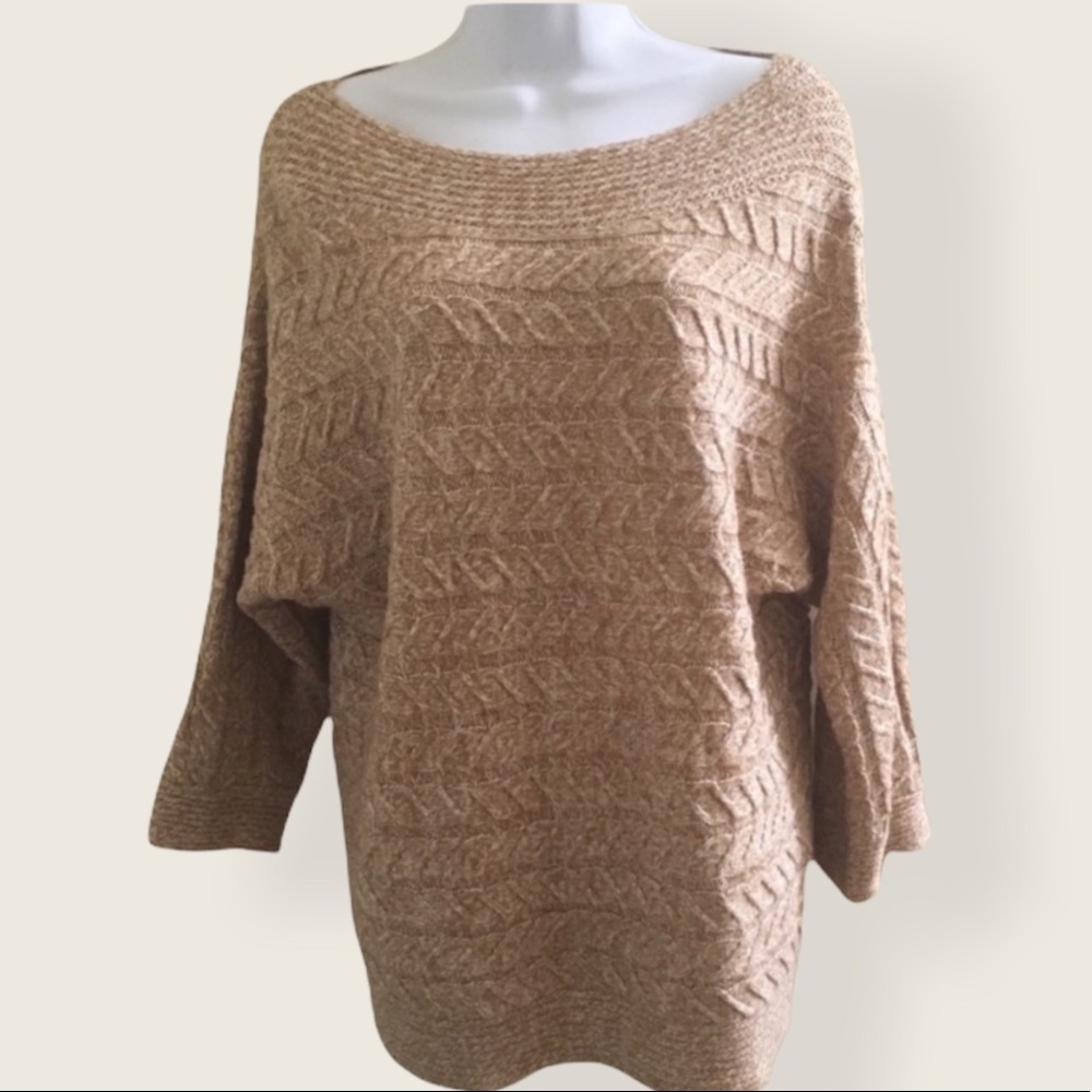 NYC tan dolman cable knit sweater large
